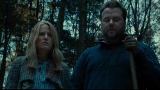Malin Akerman and Tyler Labine in "Cottage Country"